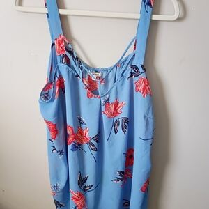 Maurices Light Blue Floral Top with Red Flowers